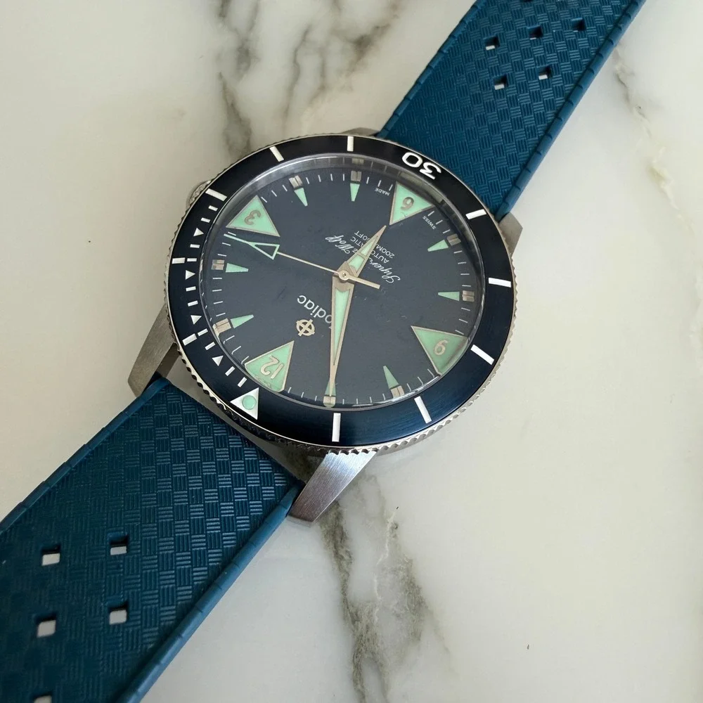 Zodiac Super Sea Wolf Automatic 200M Teal Blue Dial Rubber Strap Watch ZO9217
